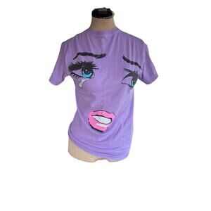Empyre Lavender Purple T Shirt Sz. S - Tee, Casual. Quirky, Face, Crying